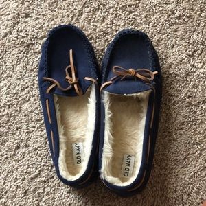 Navy blue moccasins